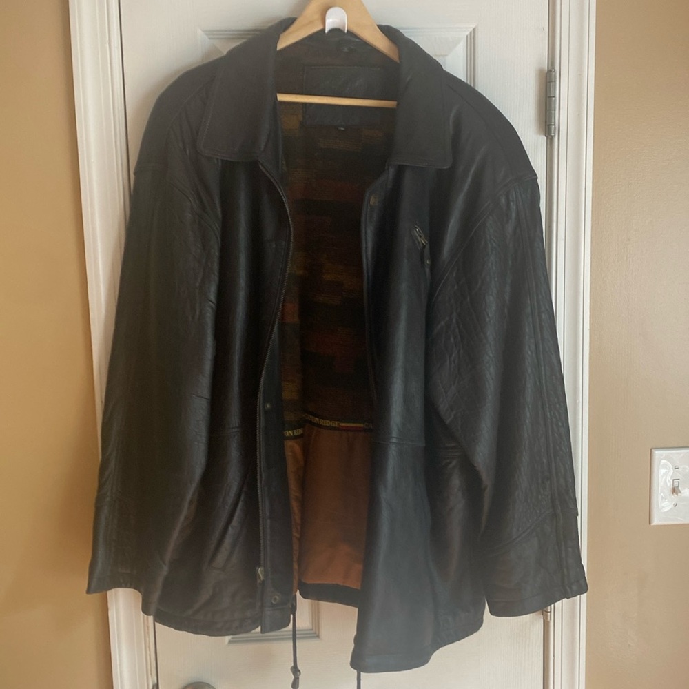 Mens 2XL Canyon Ridge Leather Coat Black